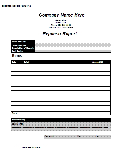 Company Expense Report Template from www.reportss.org