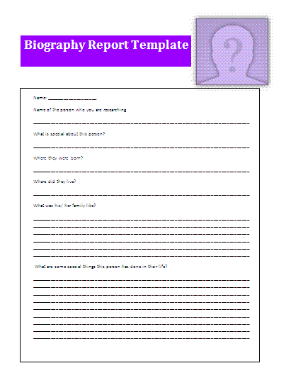 format for writing a biography report
