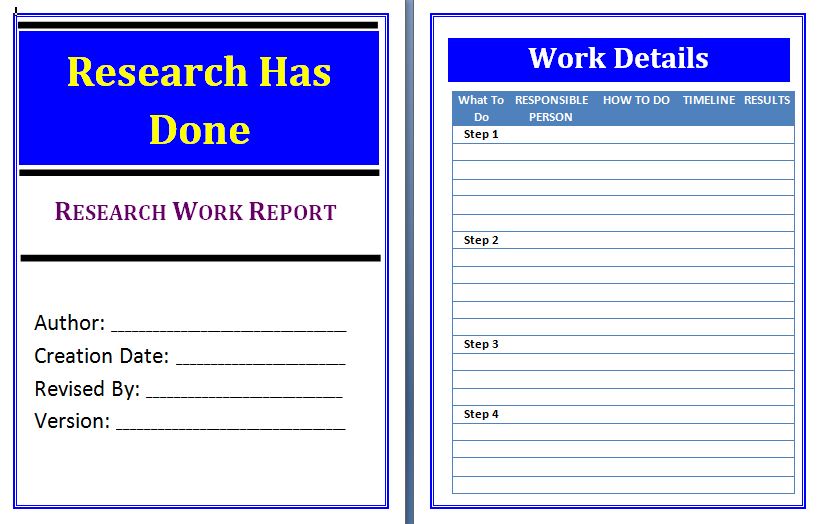 research work report format