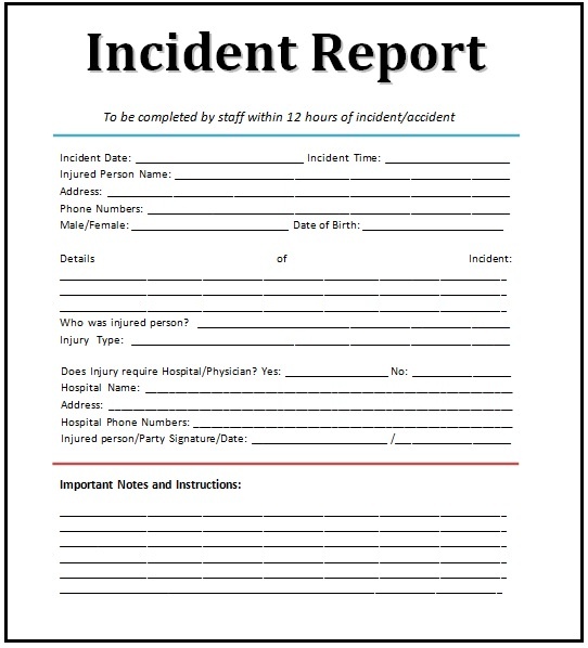 Hospital report template