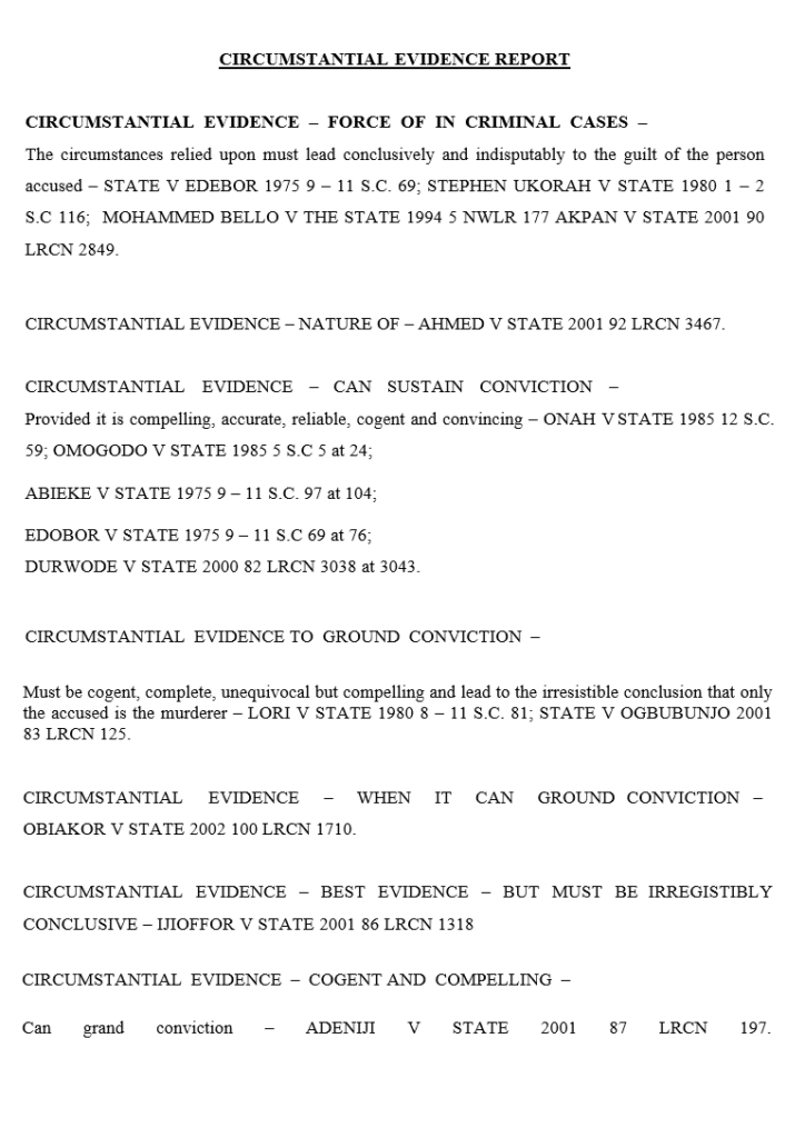 Circumstantial Evidence Report Template