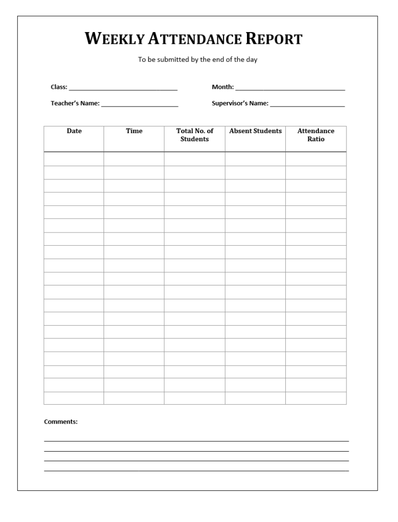 Weekly Attendance Report Template