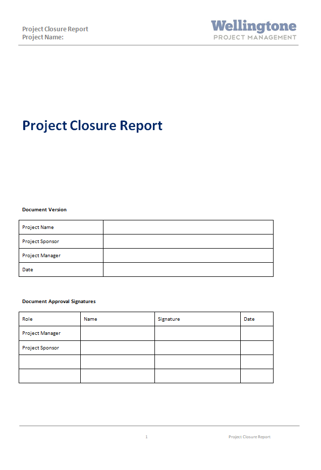 Project Management Project Closure Report Template